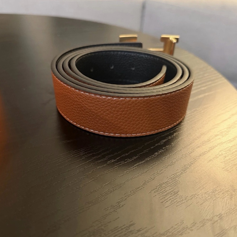 Hermes Men's Brown Belt Gold Buckle Size 130 - Picture 5 of 7